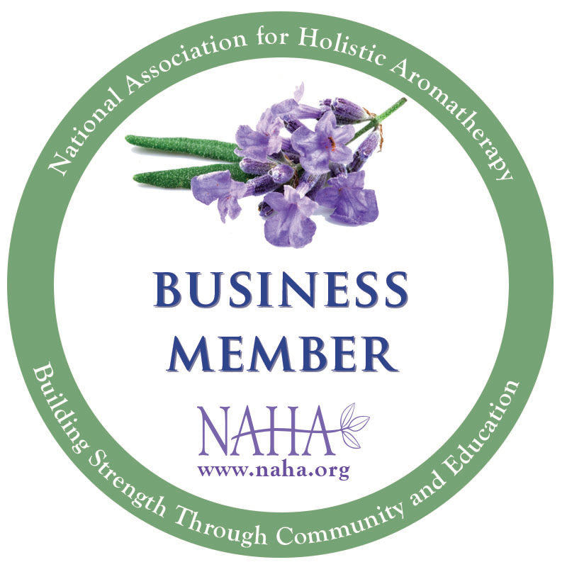 InspireByMK certified Business Member of National Association for Holistic Aromatherapy (NAHA) - Megan Varney, founder, adheres to NAHA Code of Ethics for professional aromatherapy products